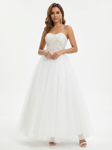 Crystal sequin strapless wedding dress
