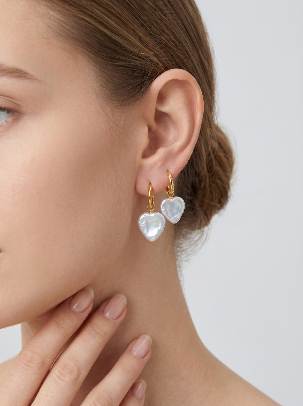 Heart Natural Baroque Pearl Earrings, wedding jewelry for bride/bridesmaid