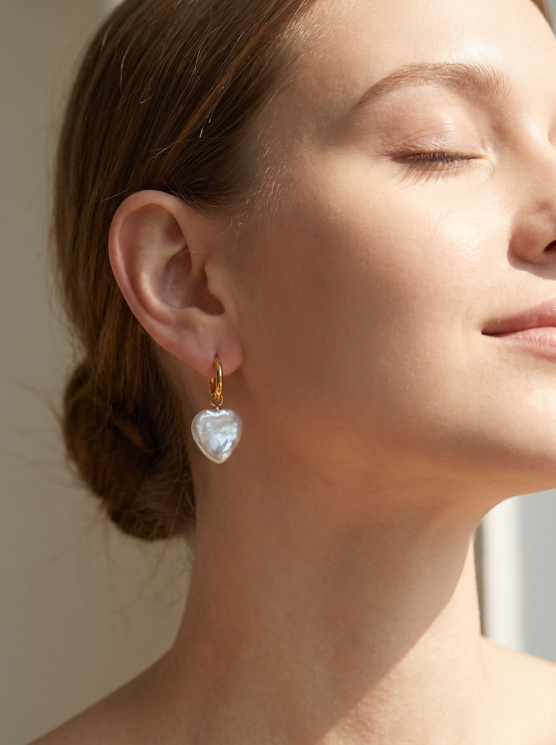 Heart Natural Baroque Pearl Earrings, wedding jewelry for bride/bridesmaid
