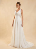 backless chiffon trailing wedding dress