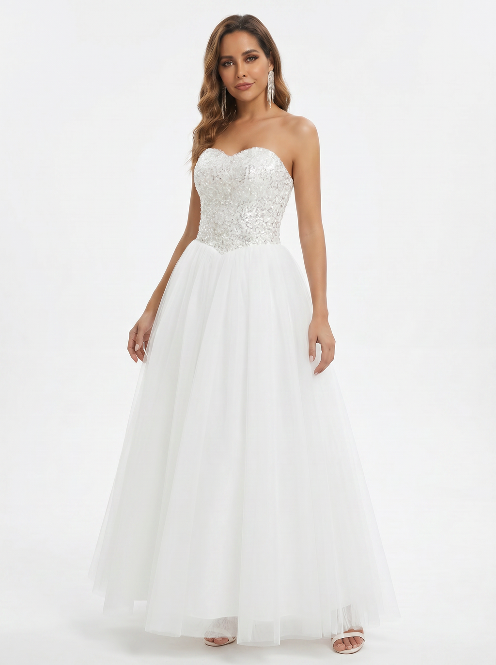 Crystal sequin strapless wedding dress