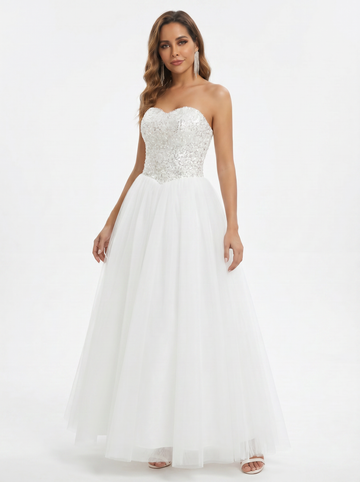 Crystal sequin strapless wedding dress