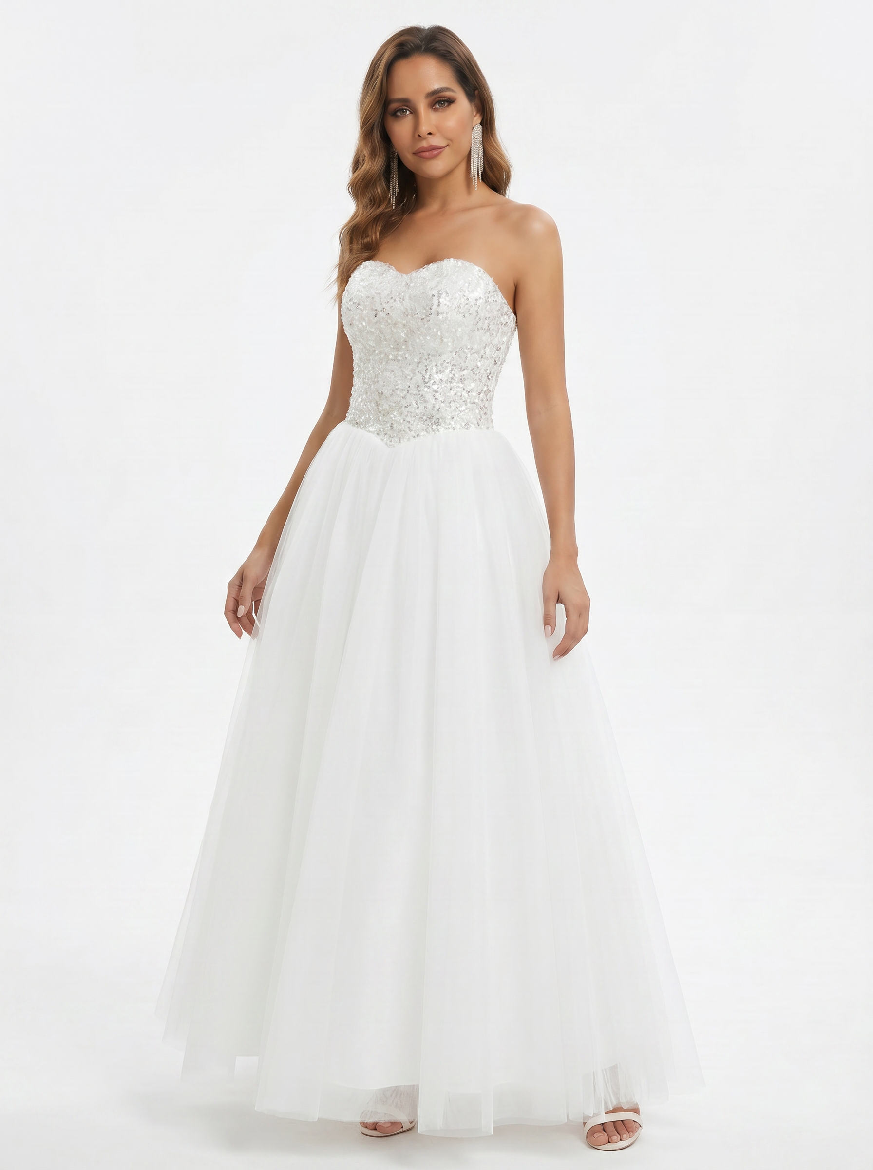 Crystal sequin strapless wedding dress