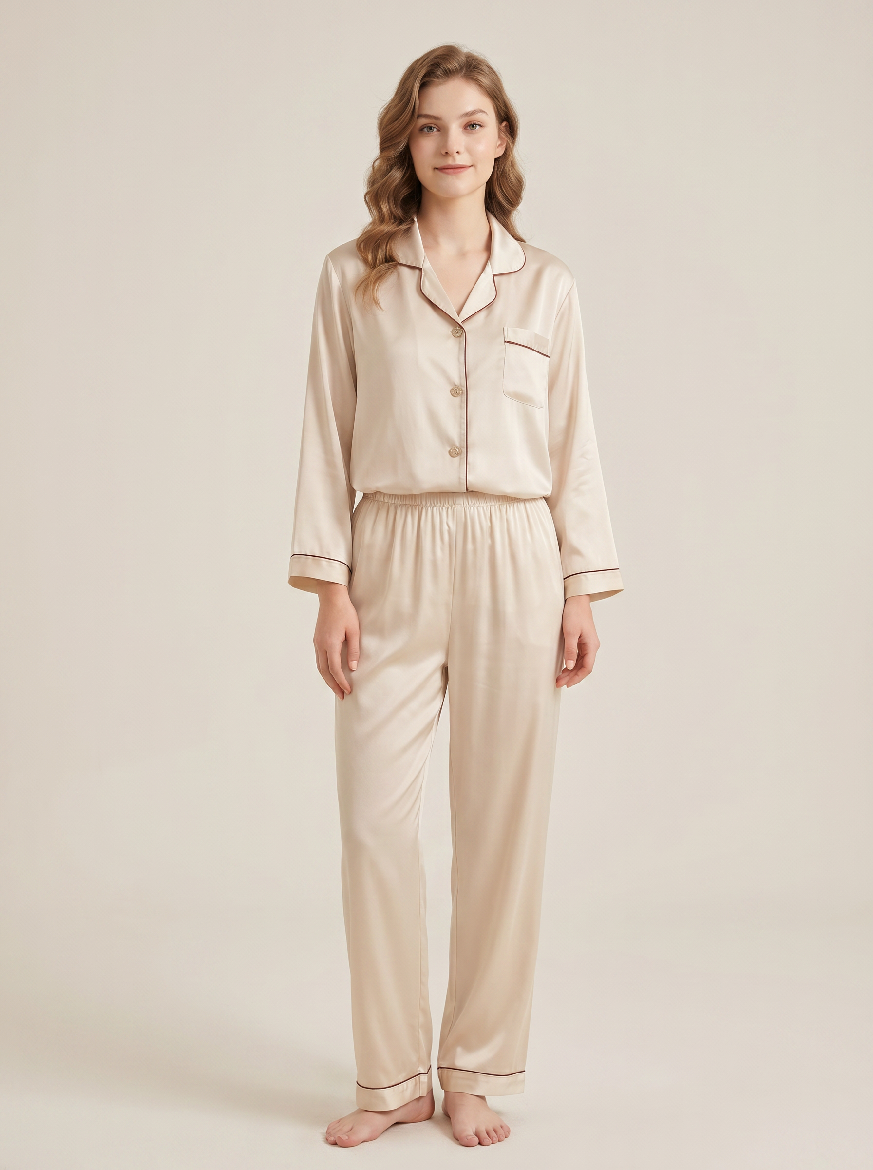 Color blocking 100% mulberry silk pajama set, bride/bridesmaid gift