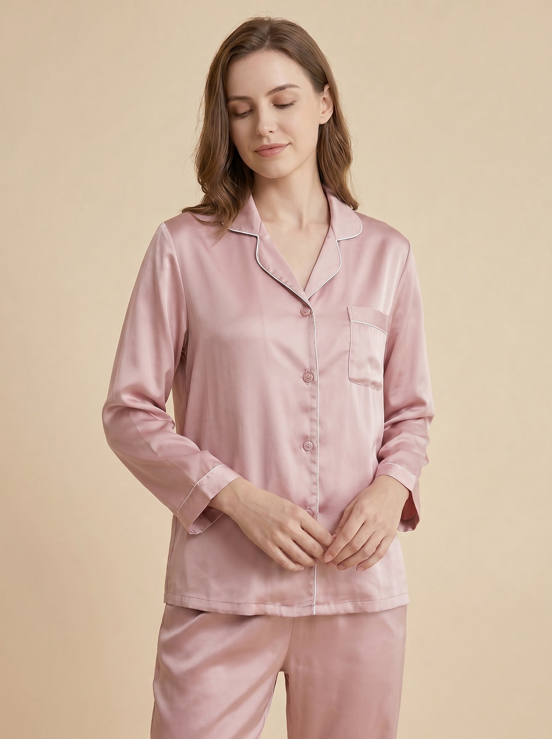 Color blocking 100% mulberry silk pajama set, bride/bridesmaid gift