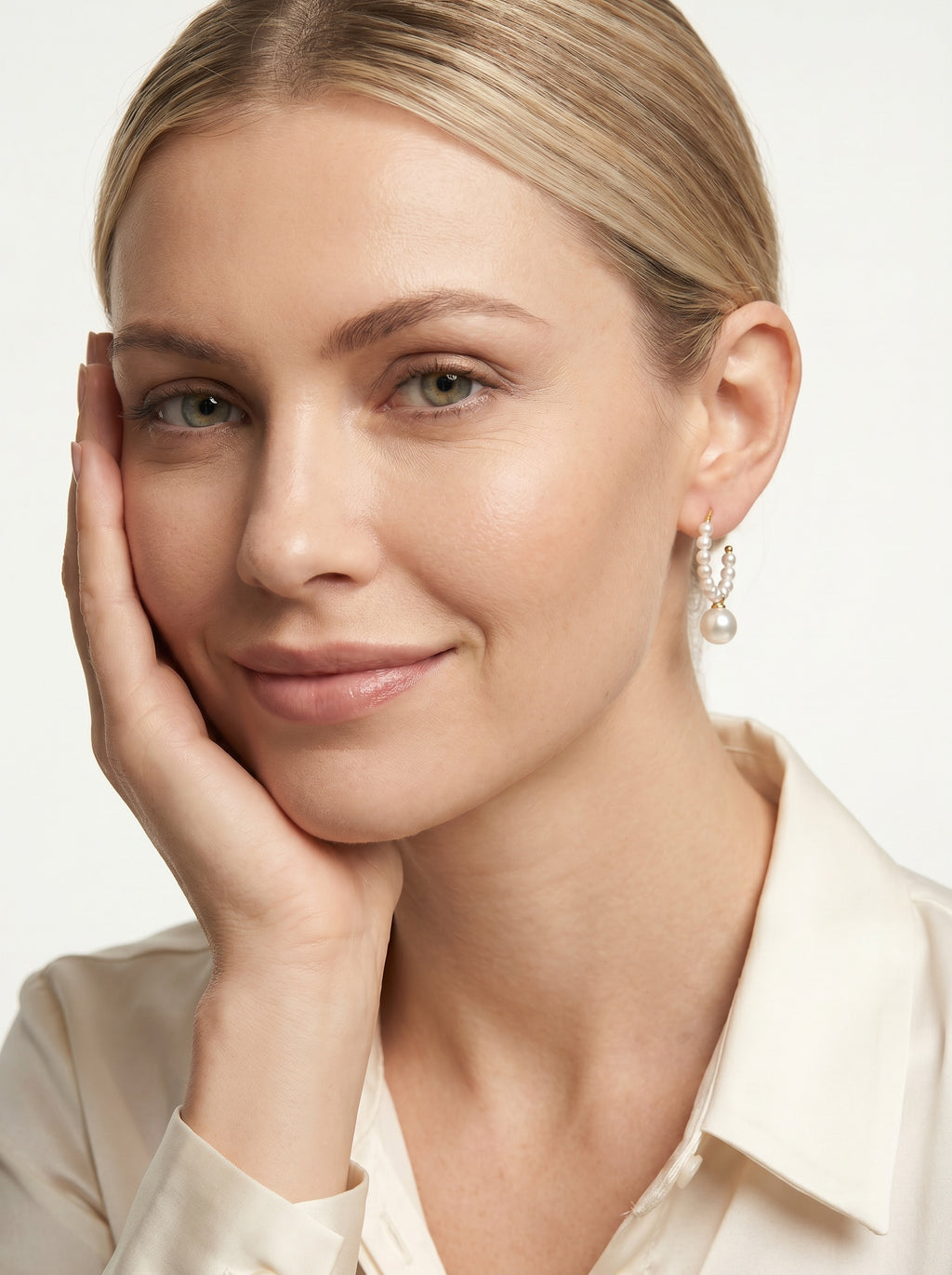 C-shaped pearl earrings, wedding jewelry for bride/bridesmaid