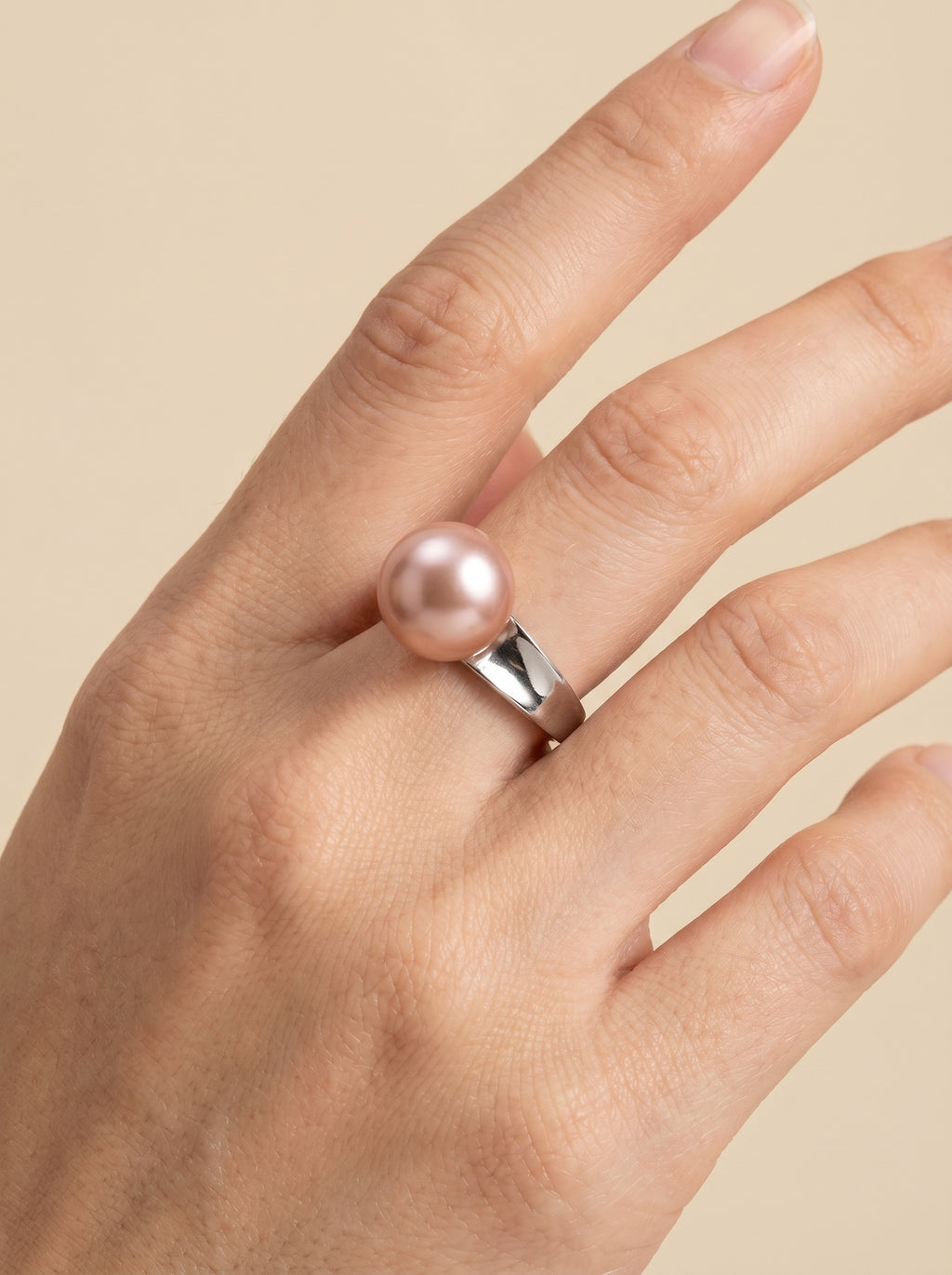 Sterling silver Open Natural colorful Pearl engagement ring, wedding jewelry for bride/bridesmaid