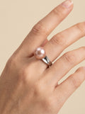 Sterling silver Open Natural colorful Pearl engagement ring, wedding jewelry for bride/bridesmaid