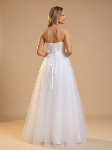 Cross waves satin hollow out wedding dress