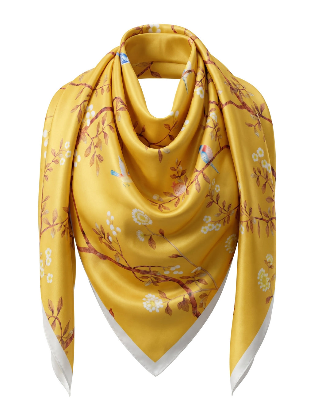 19.7in Birds and Branches print 100% mulberry Silk scarf accessories