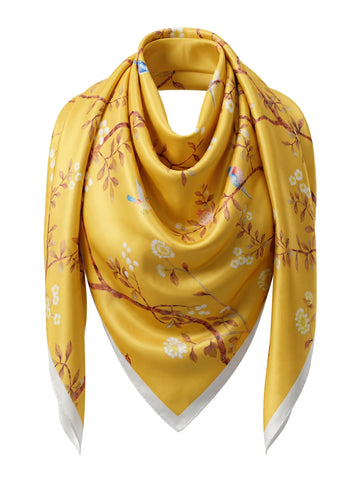 19.7in Birds and Branches print 100% mulberry Silk scarf accessories