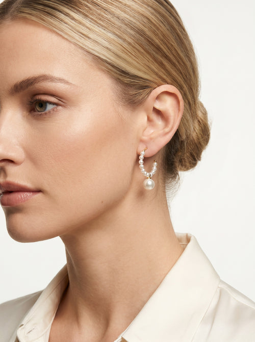 C-shaped pearl earrings, wedding jewelry for bride/bridesmaid