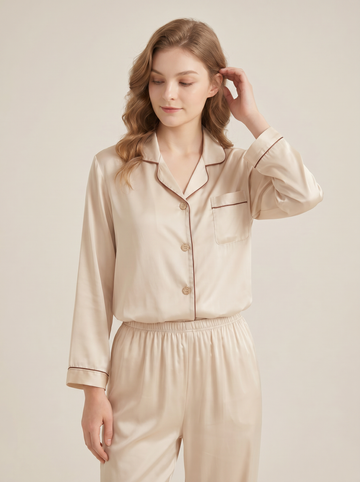 Color blocking 100% mulberry silk pajama set, bride/bridesmaid gift