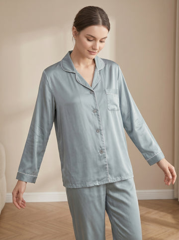 Color blocking 100% mulberry silk pajama set, bride/bridesmaid gift