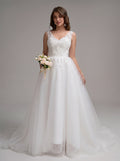 Lace backless trailing wedding dress