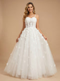 Romantic 3d appliques tulle wedding dress