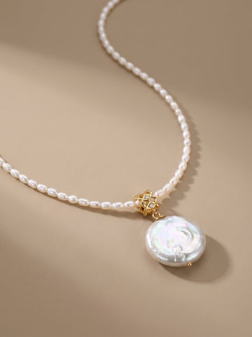 Roman pendant pearl Necklace,wedding jewelry