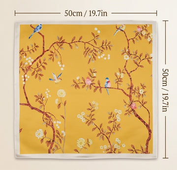 19.7in Birds and Branches print 100% mulberry Silk scarf accessories