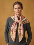 43.3in Vintage style print 100% mulberry Silk scarf accessories，Beach sunscreen scarf