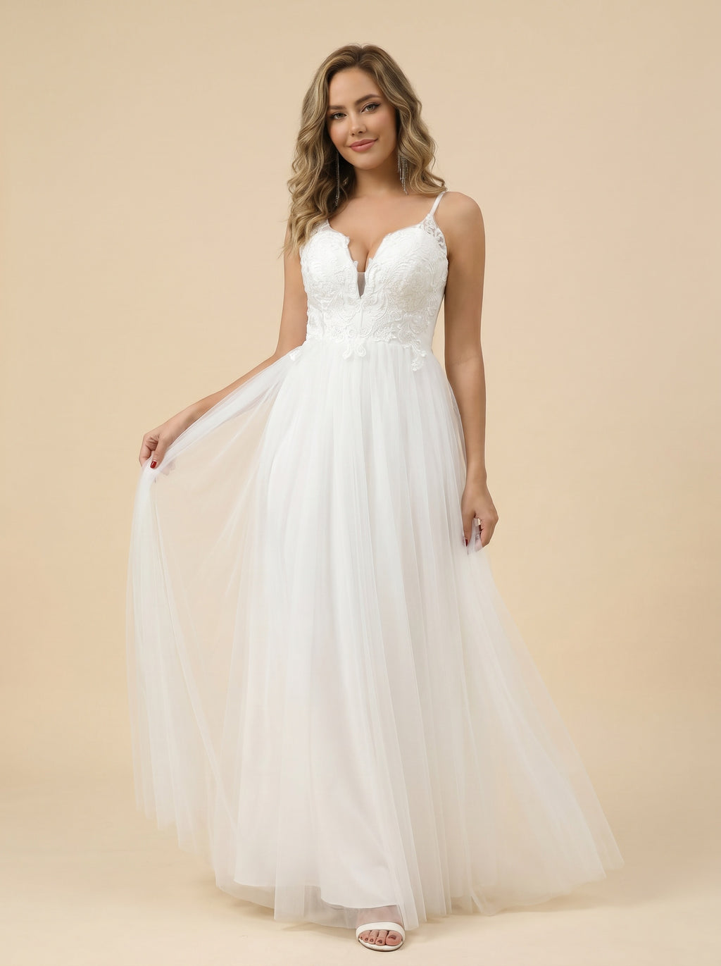 Handmade appliques Long Wedding dresses