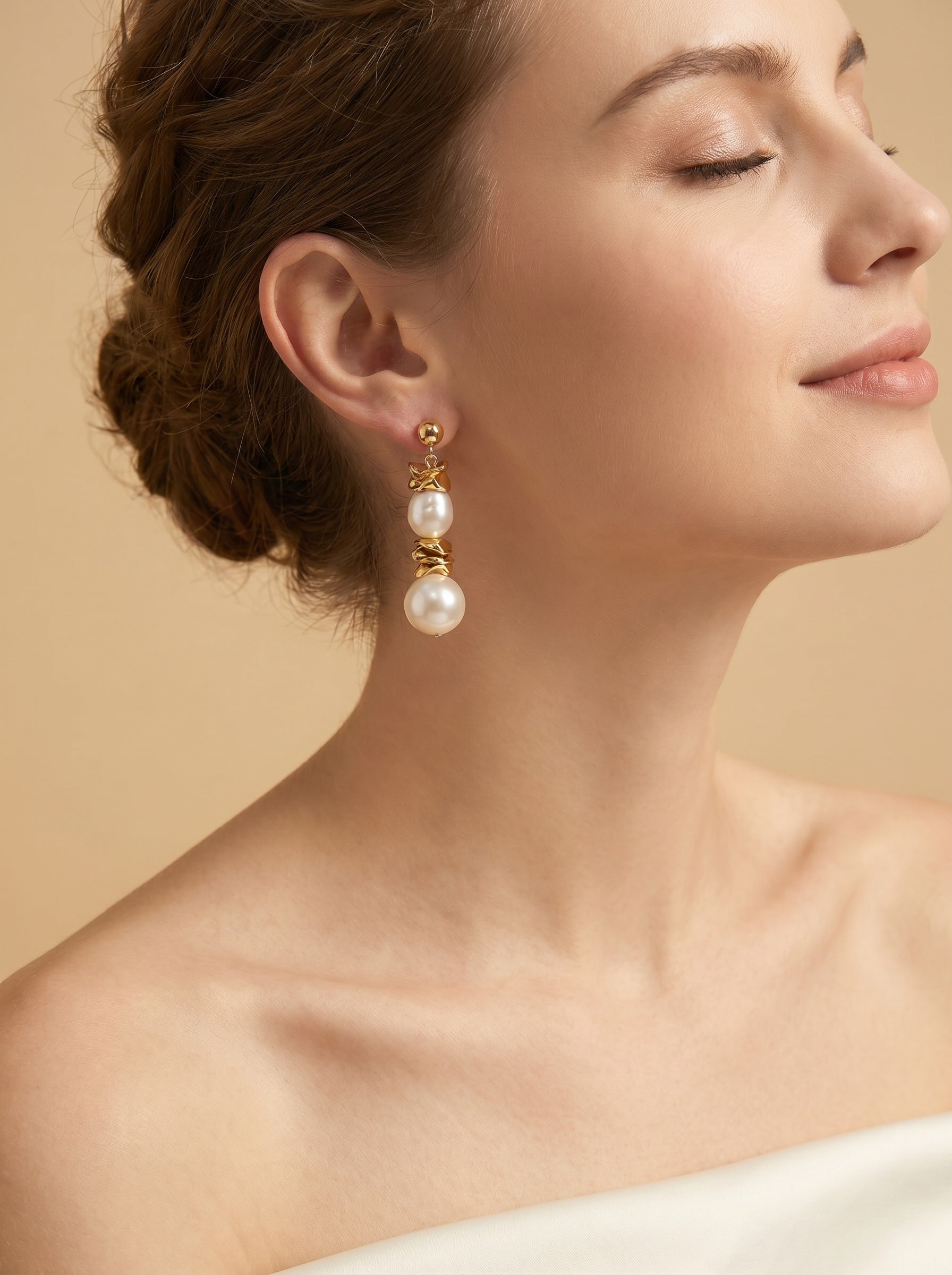 Natural twin pearl earrings, wedding jewelry for bride/bridesmaid