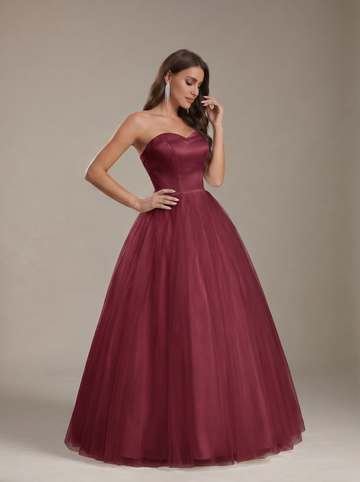 Elegant Satin & Tulle long Wedding Dress