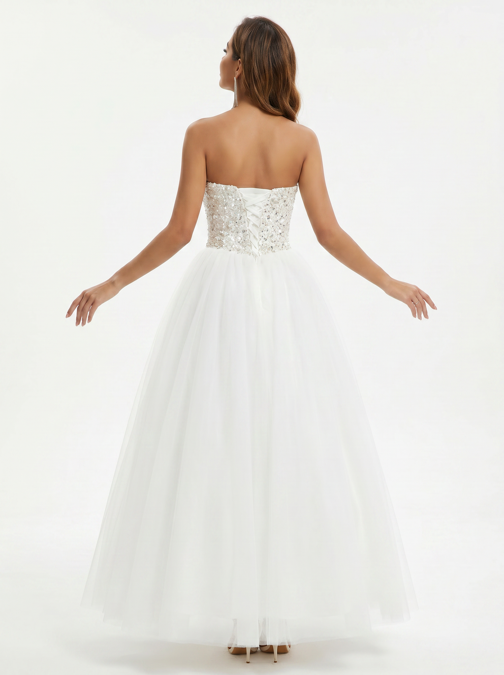 Crystal sequin strapless wedding dress