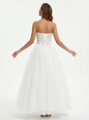 Crystal sequin strapless wedding dress