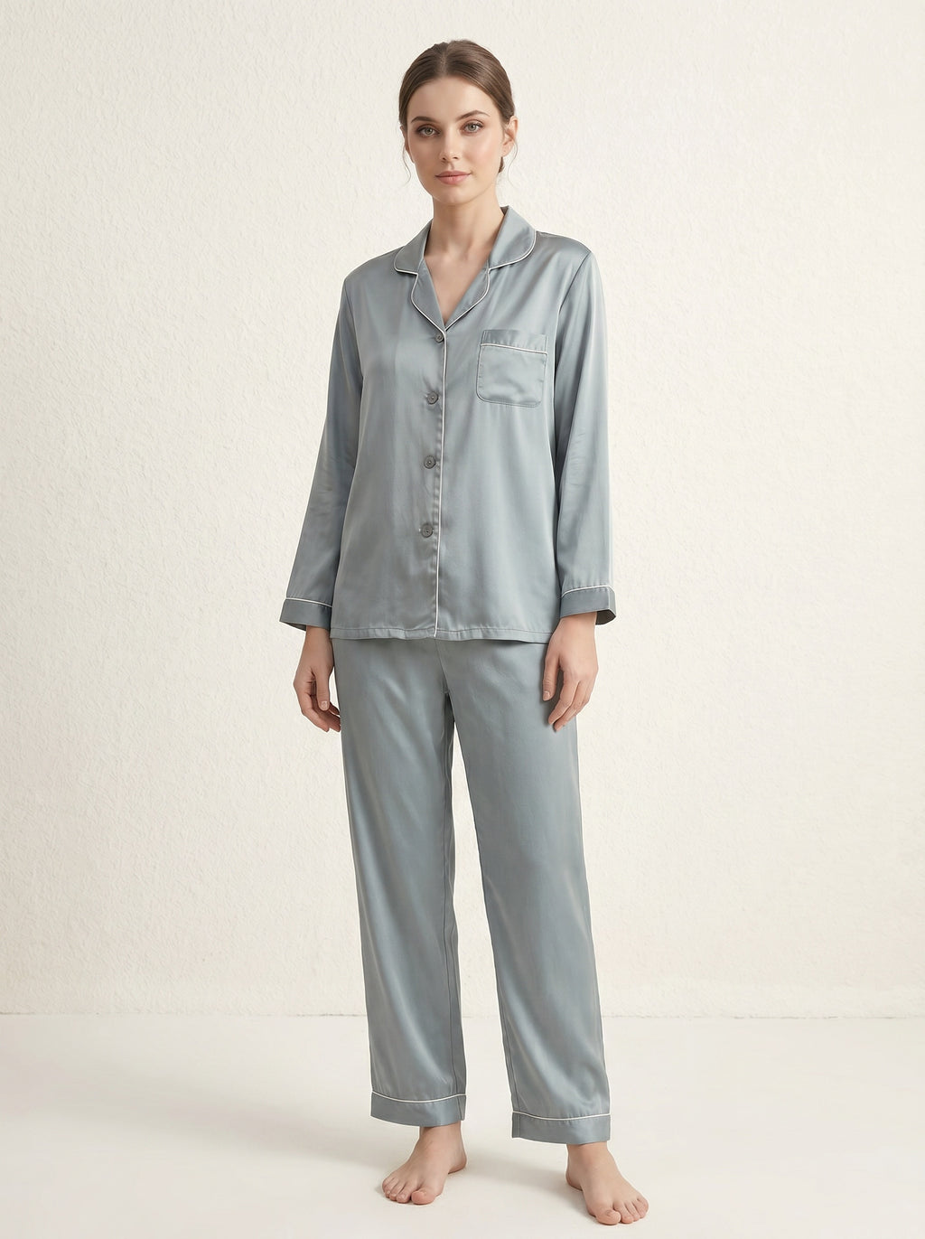 Color blocking 100% mulberry silk pajama set, bride/bridesmaid gift