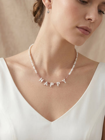 custom letter natural pearl necklace,commemorative significance wedding jewelry
