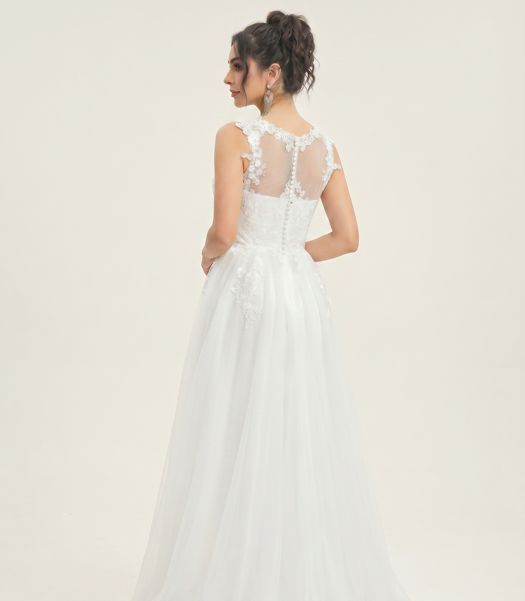 Lace appliques floor-length Wedding Dress