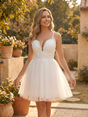 Short Wedding Dresses for Bride,Tulle little White Dress
