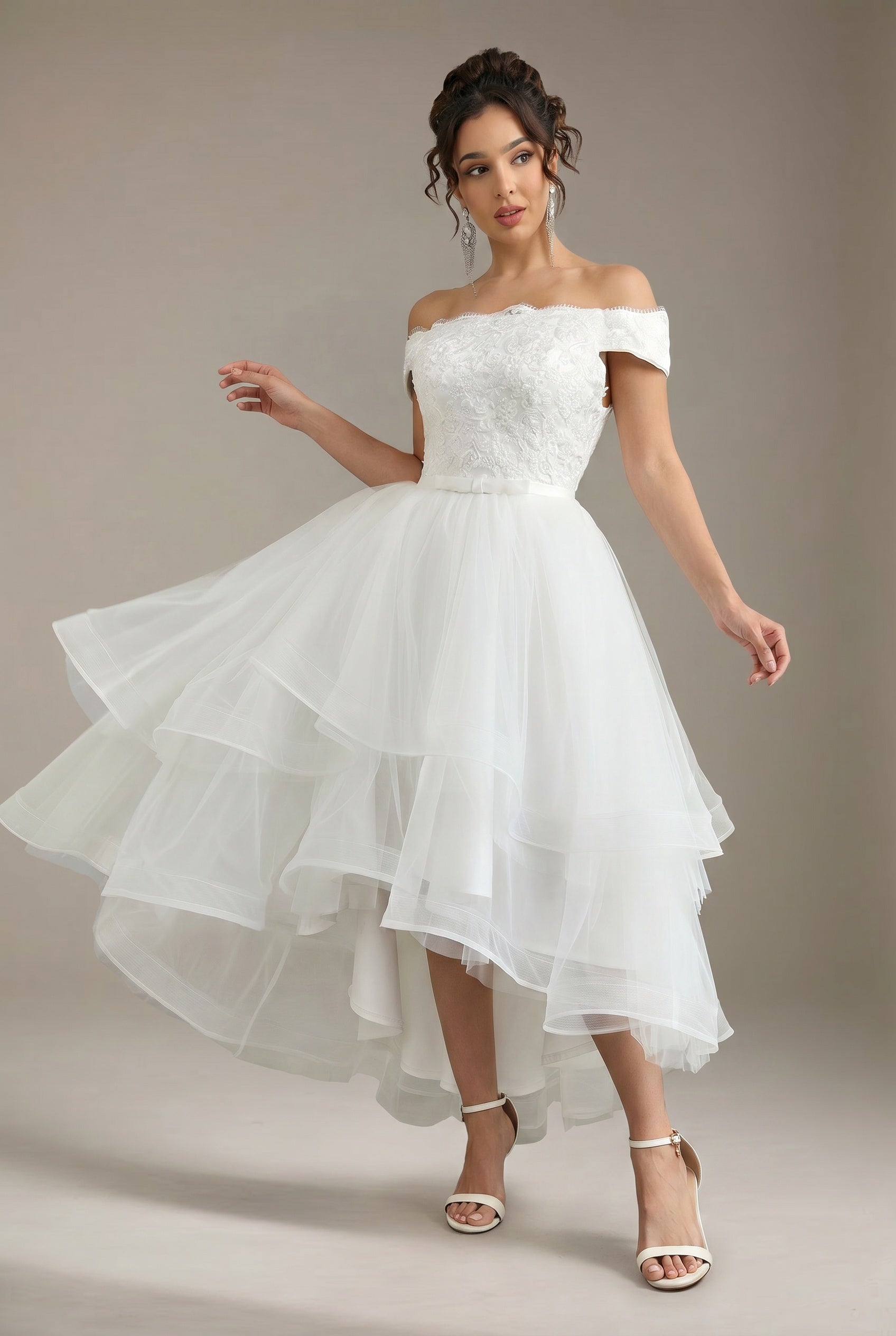 Irregular skirt off-shoulder wedding dress