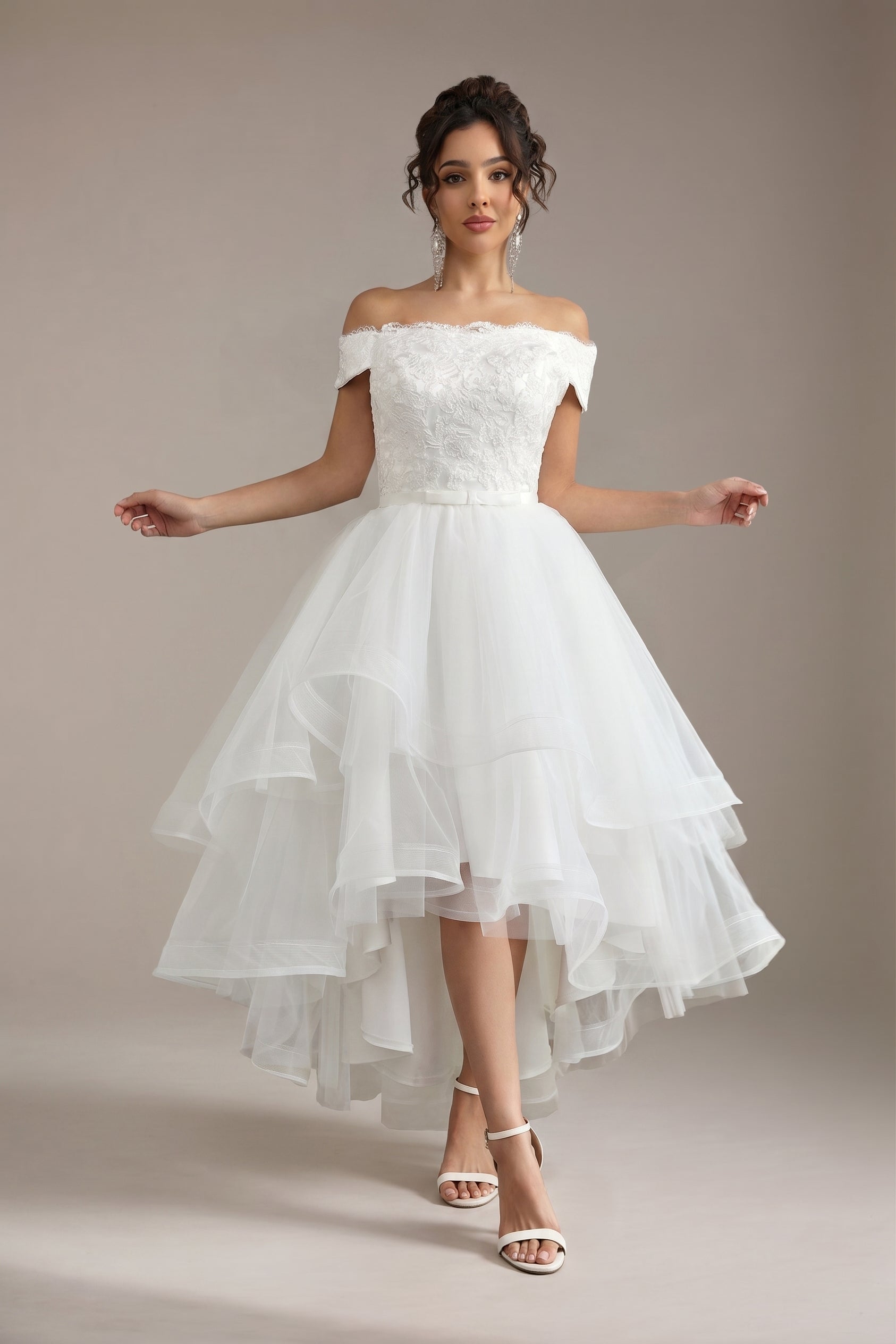 Irregular skirt off-shoulder wedding dress