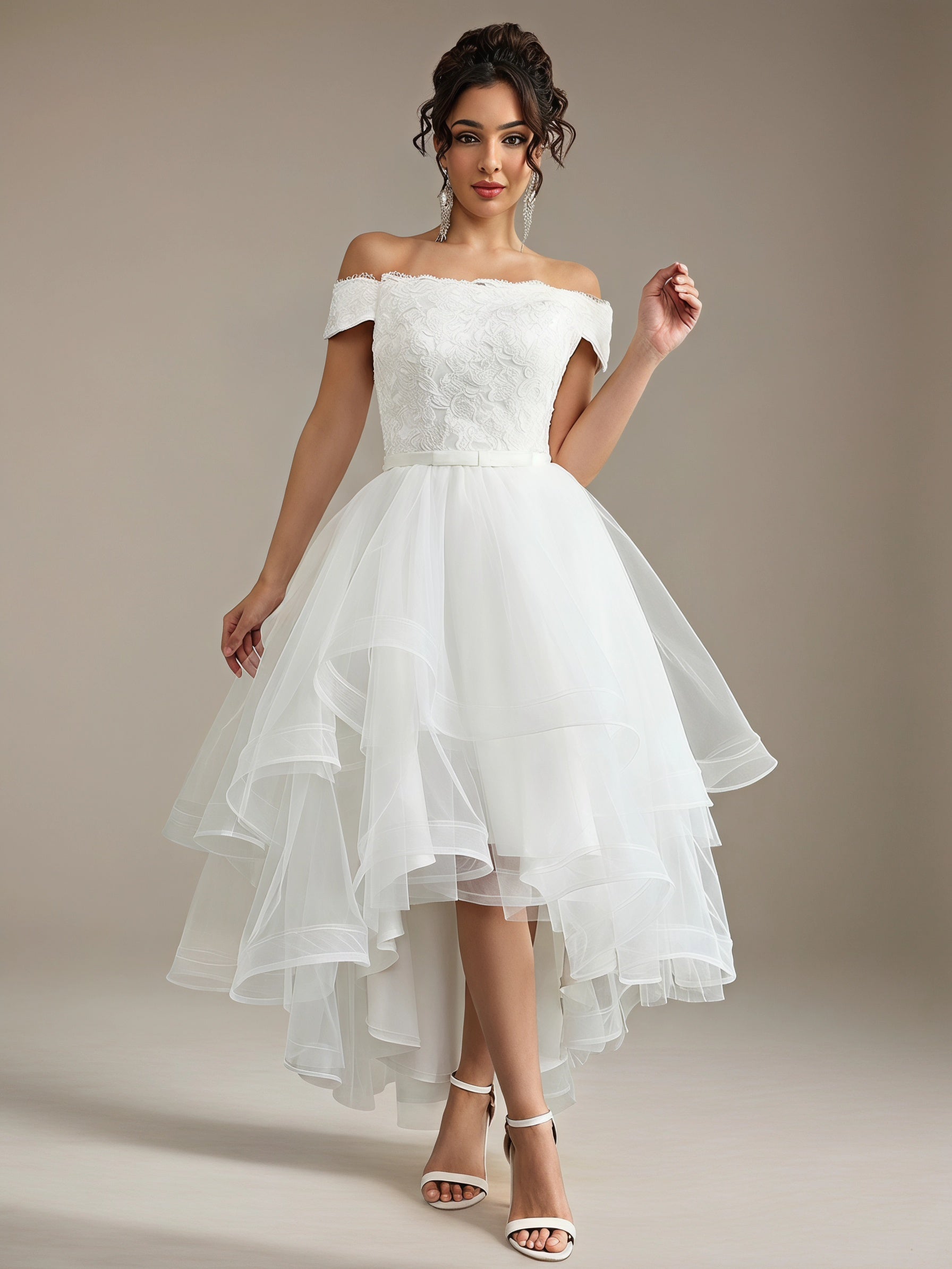 Irregular skirt off-shoulder wedding dress