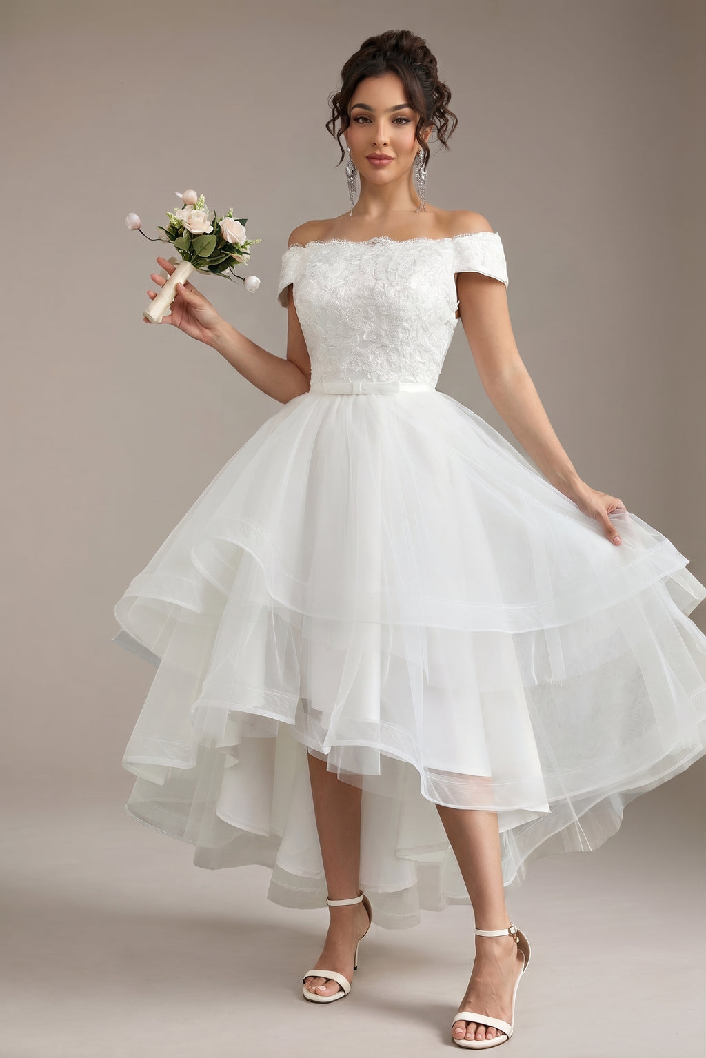 Irregular skirt off-shoulder wedding dress