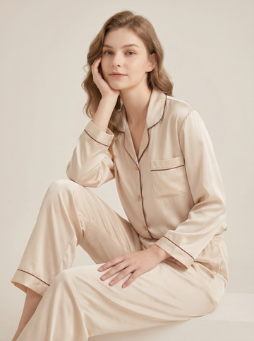 Color blocking 100% mulberry silk pajama set, bride/bridesmaid gift