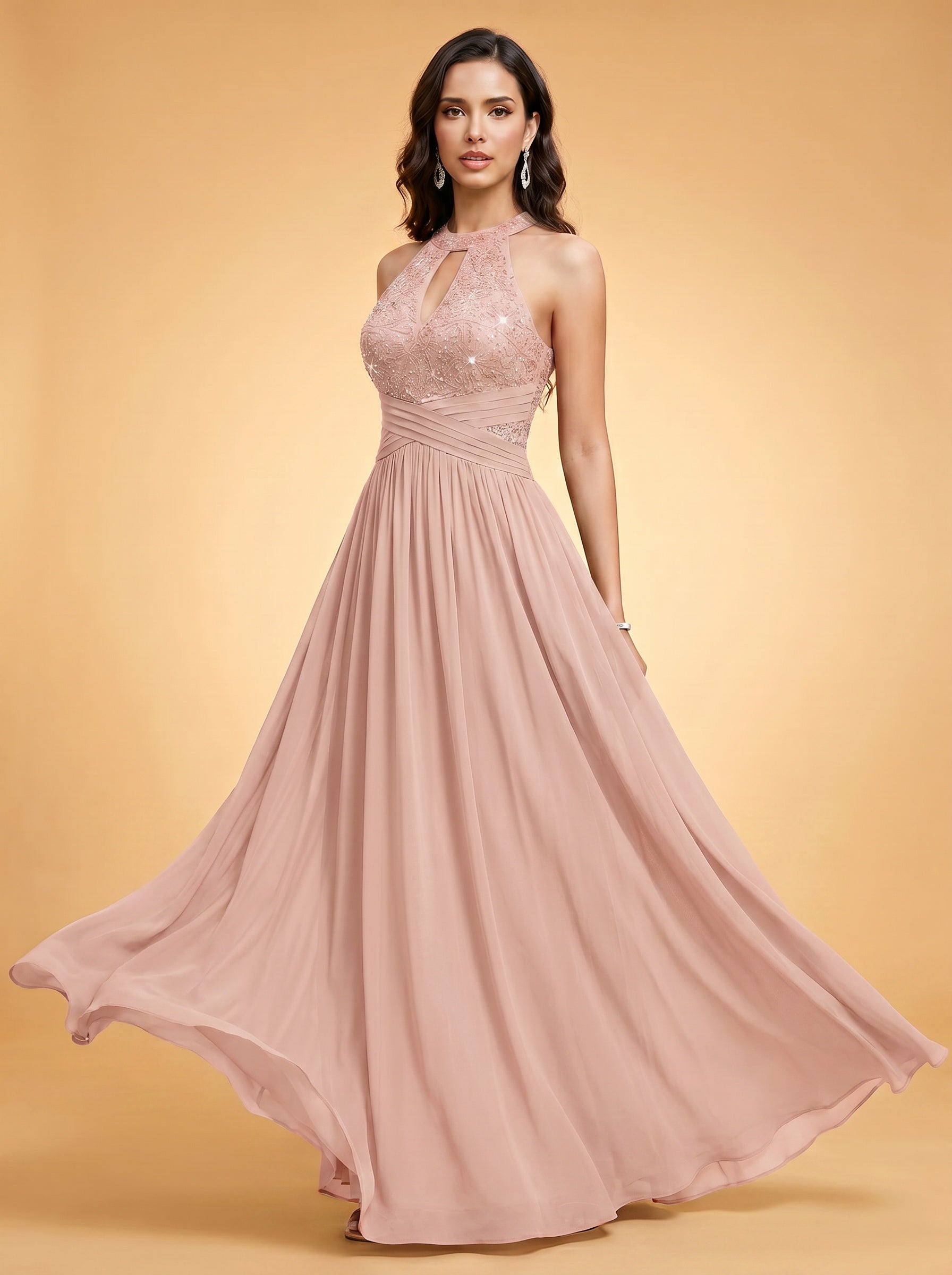 Off-shoulder hollow out wedding guest dress