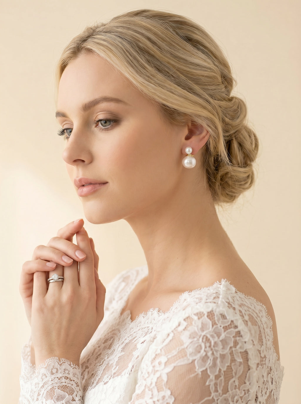 Natural simple Double Pearls Earrings, wedding jewelry for bride/bridesmaid