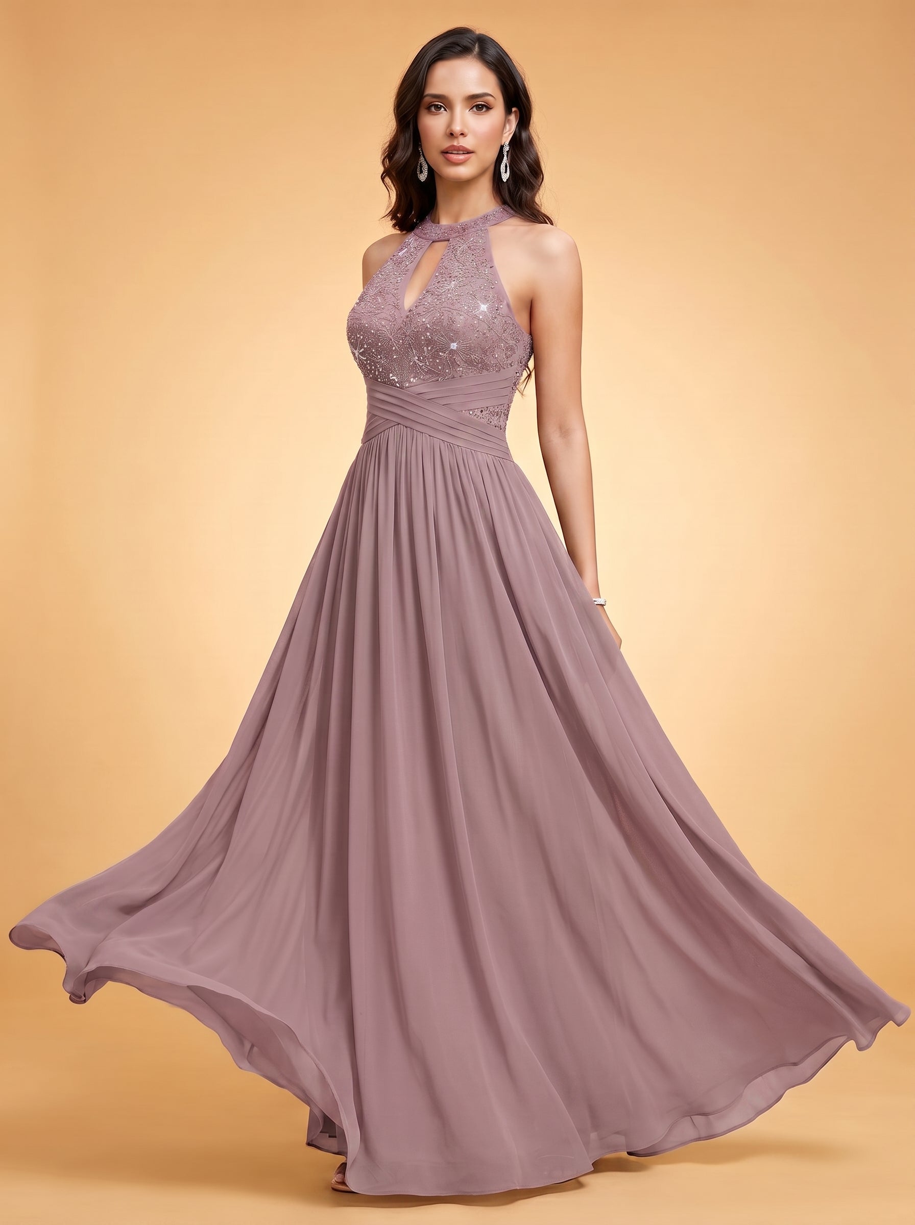 Off-shoulder hollow out wedding guest dress