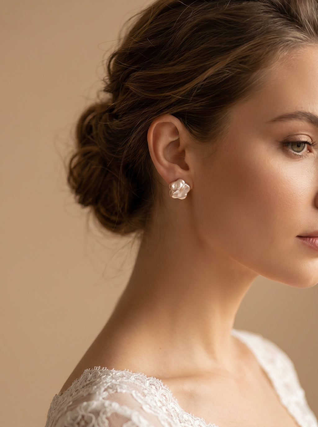 Plum blossom natural Baroque Pearls Earrings, wedding jewelry for bride/bridesmaid