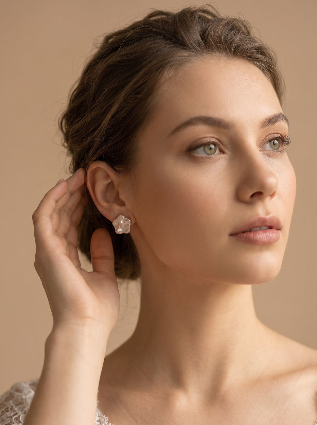 Plum blossom natural Baroque Pearls Earrings, wedding jewelry for bride/bridesmaid