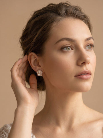 Plum blossom natural Baroque Pearls Earrings, wedding jewelry for bride/bridesmaid