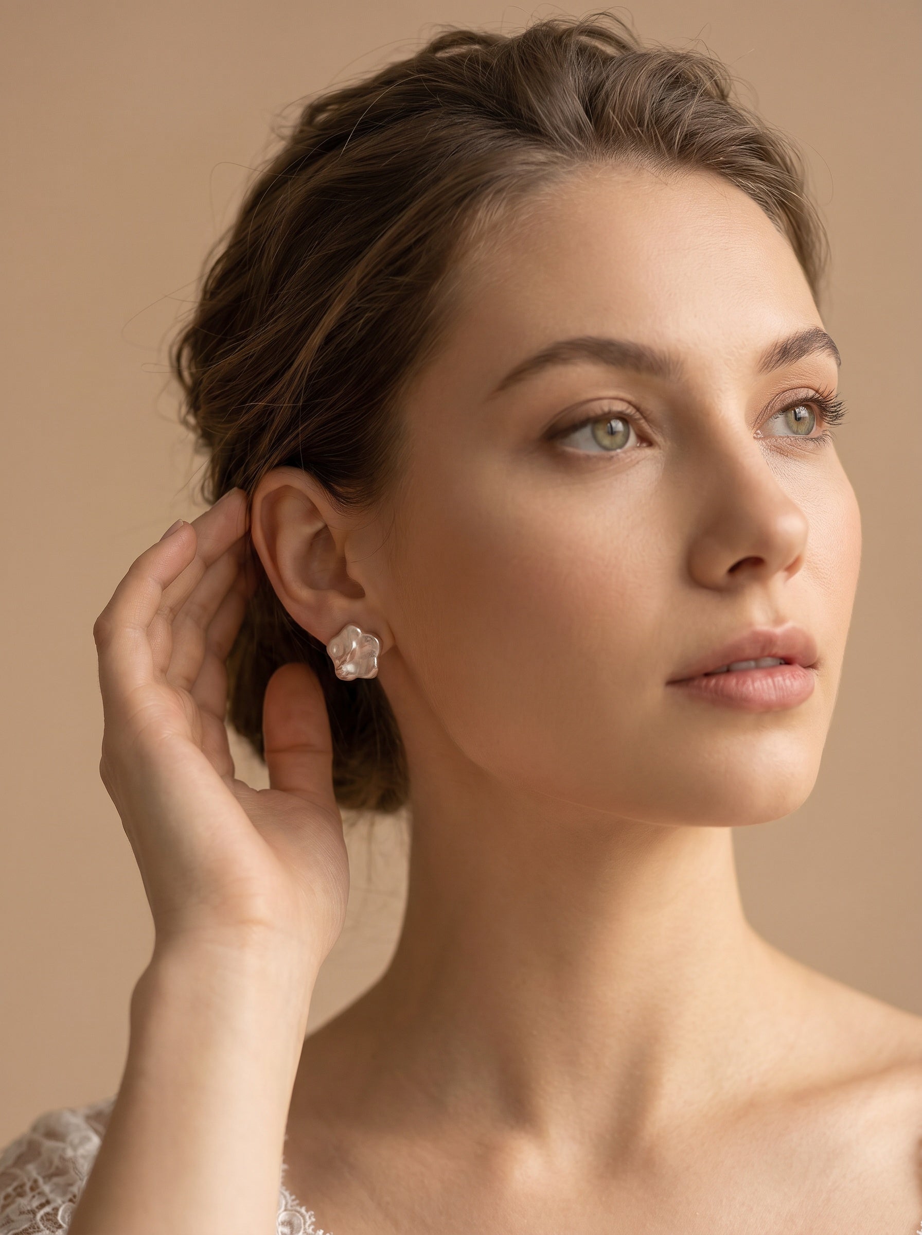 Plum blossom natural Baroque Pearls Earrings, wedding jewelry for bride/bridesmaid