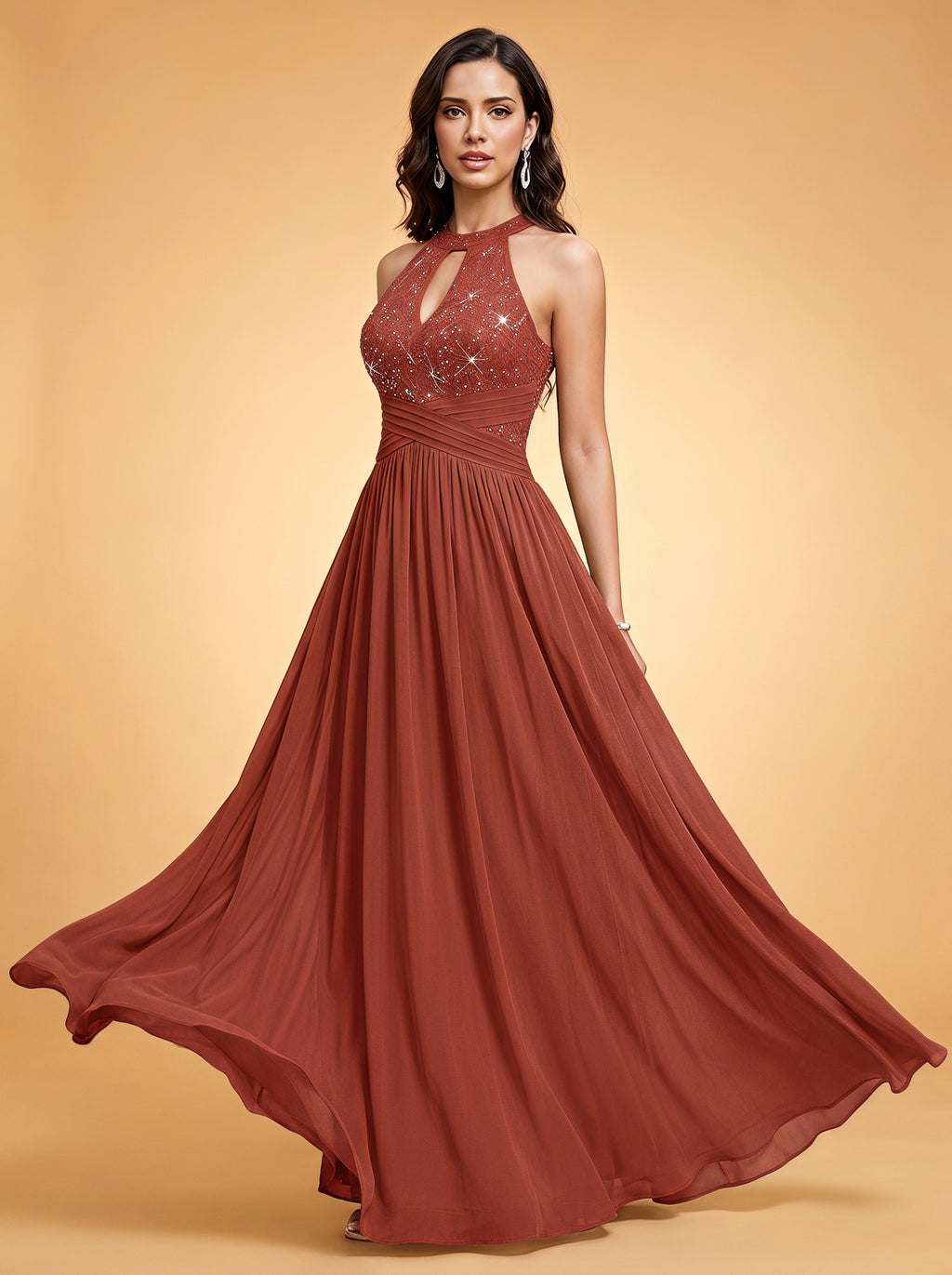 Off-shoulder hollow out wedding guest dress