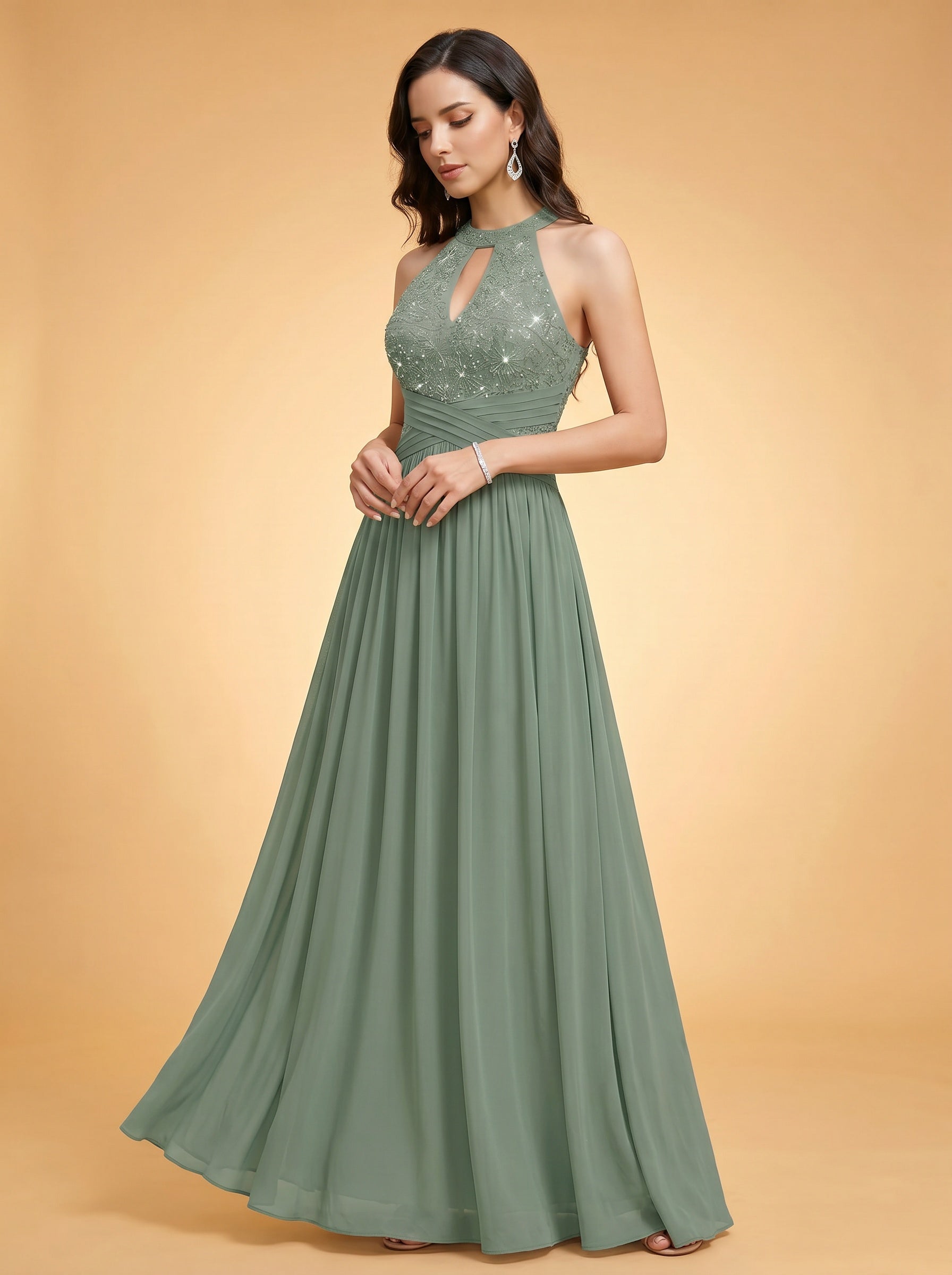 Off-shoulder hollow out wedding guest dress
