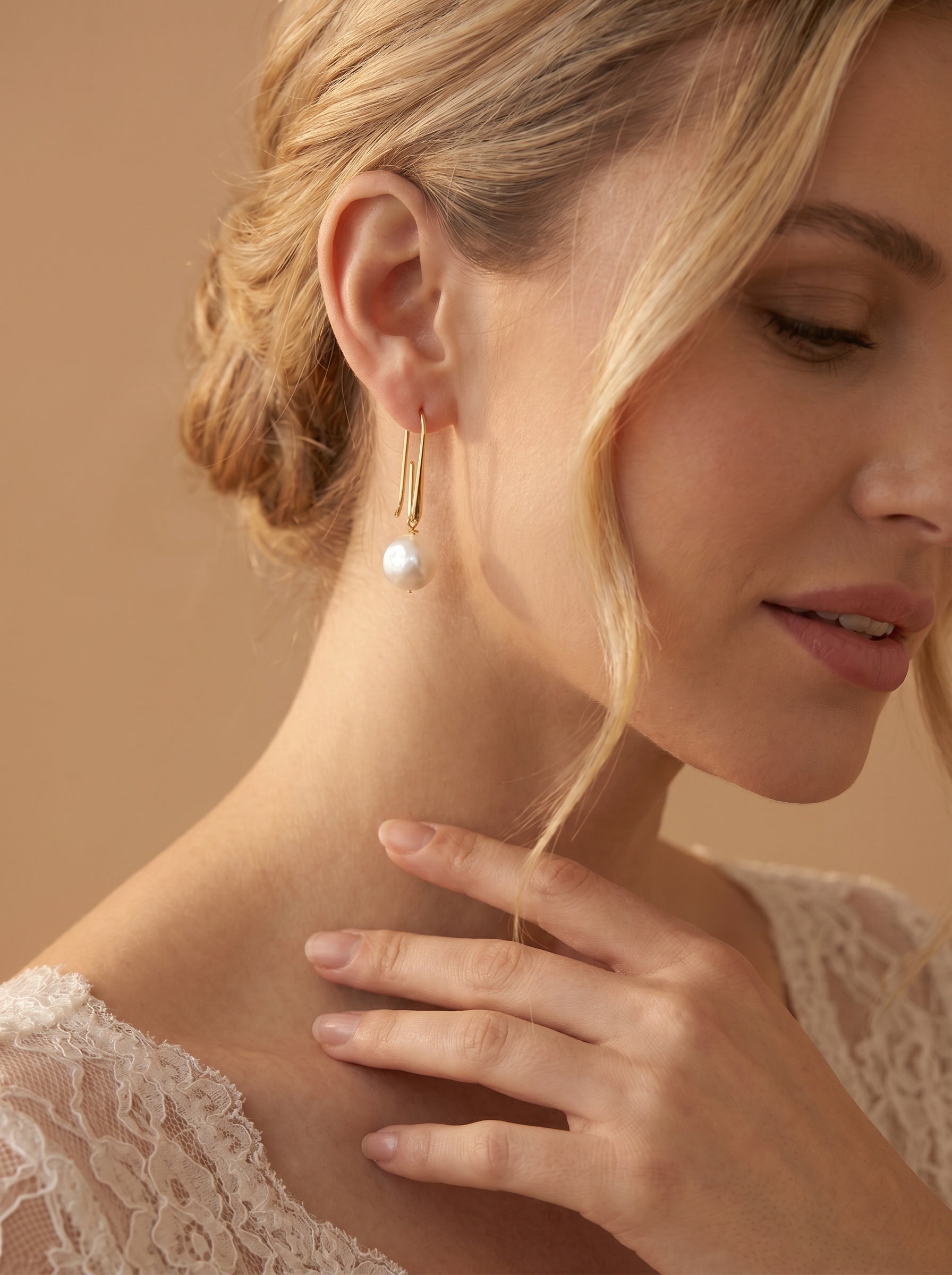 Edison wick hook Natural Baroque Pearl Earrings, wedding jewelry for bride/bridesmaid