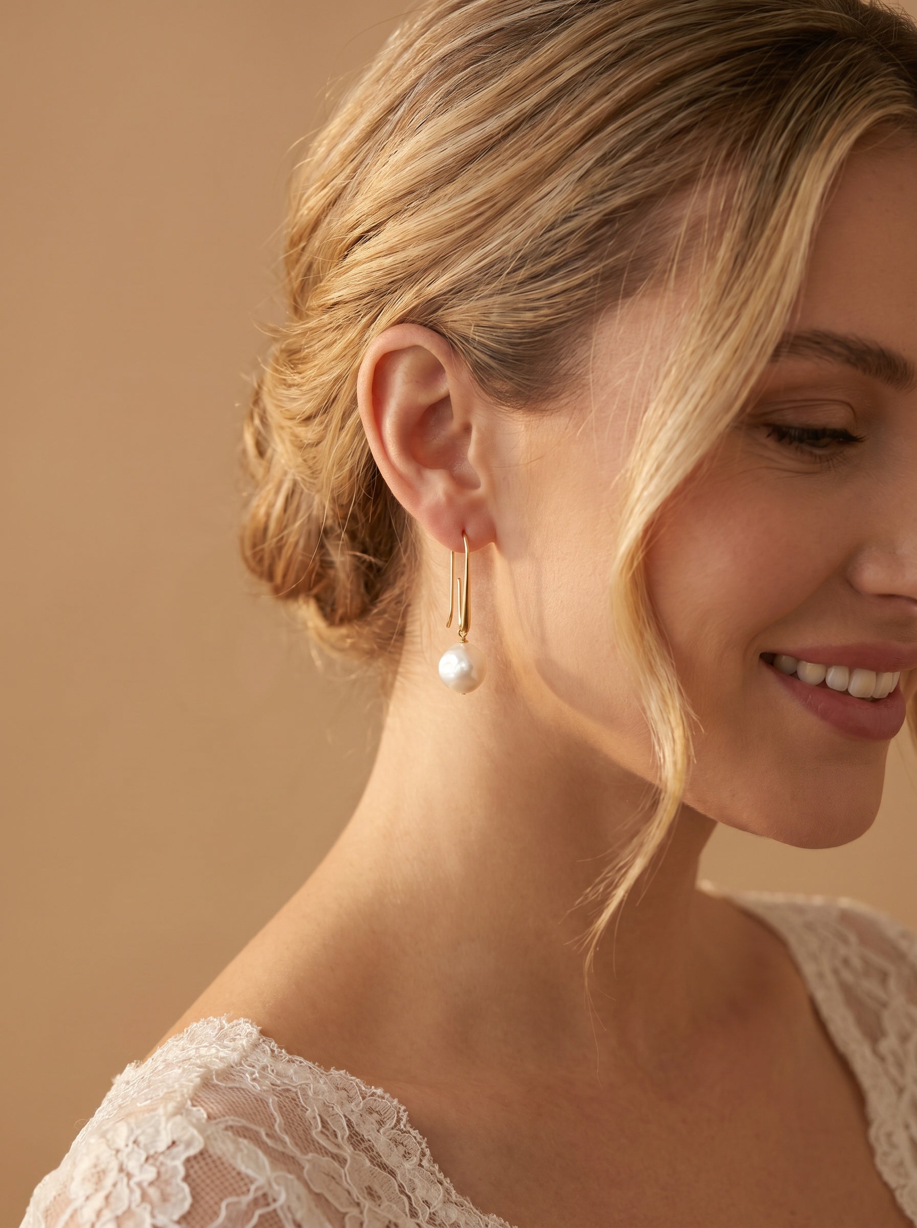 Edison wick hook Natural Baroque Pearl Earrings, wedding jewelry for bride/bridesmaid