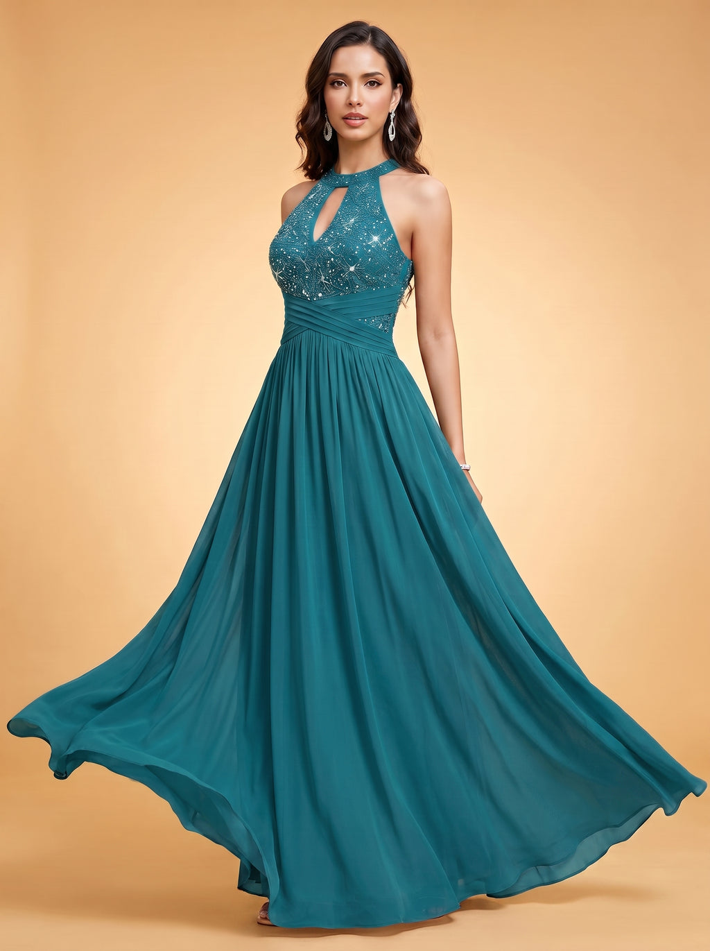 Off-shoulder hollow out wedding guest dress