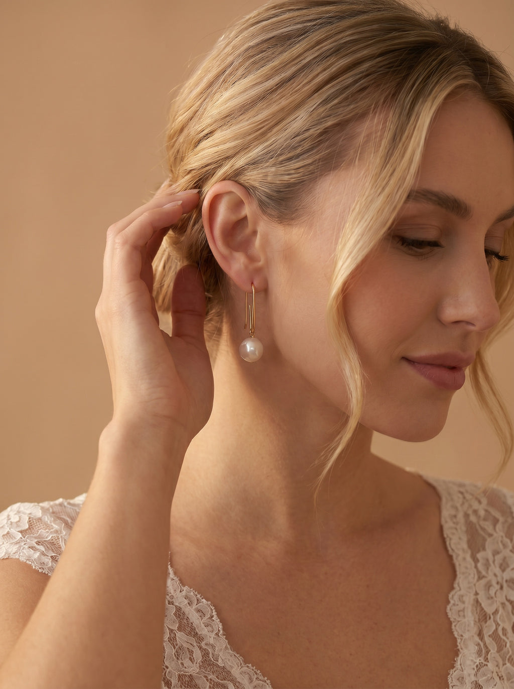 Edison wick hook Natural Baroque Pearl Earrings, wedding jewelry for bride/bridesmaid